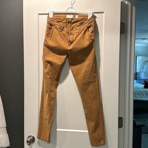 Tan straight chino from Anthropologie, super soft worn in look